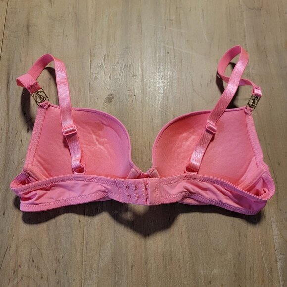 Juicy Couture Push-up Bra Bright Pink Size 36B Padded Underwire - Picture 2 of 6
